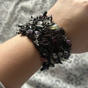 Black & Purple Stone Beaded Belizean Bracelet